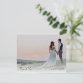 Elegant Calligraphy Photo Weddenschap Bedankt Briefkaart (Staand voorkant)