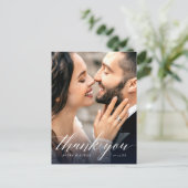 Elegant Calligraphy Photo Weddenschap Bedankt Briefkaart (Staand voorkant)