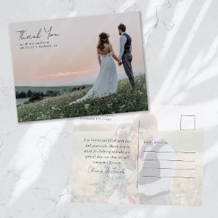 Elegant Calligraphy Photo Weddenschap Bedankt Briefkaart