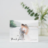 Elegant Calligraphy Photo Weddenschap Bedankt Briefkaart (Staand voorkant)