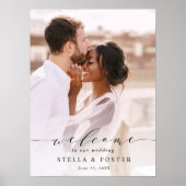 Elegant Calligraphy Photo Weddenschap Welcome Sign Poster (Voorkant)