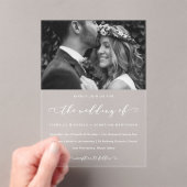 Elegant Calligraphy Photo Wedding Acryl Uitnodigingen (Insitu (Draagbaar))