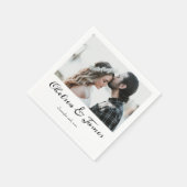 Elegant Calligraphy Photo Wedding Cocktail Party Servet (Hoek)