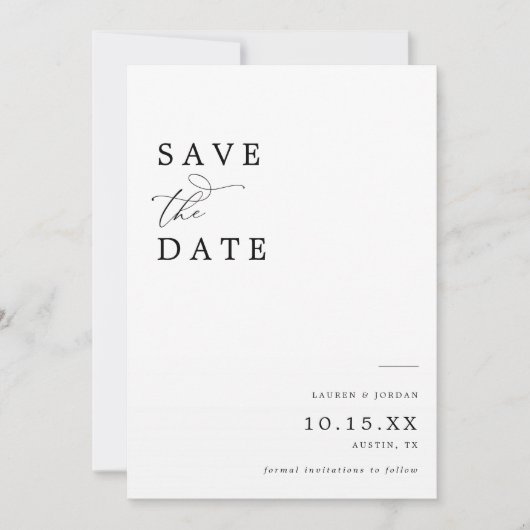 Elegant Calligraphy Photo Wedding Save The Date (Voorkant)