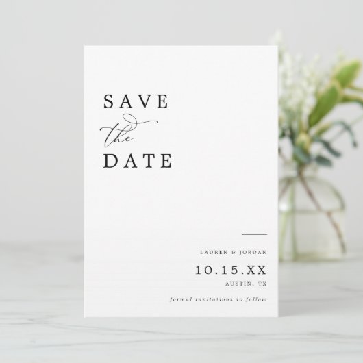 Elegant Calligraphy Photo Wedding Save The Date (Staand voorkant)