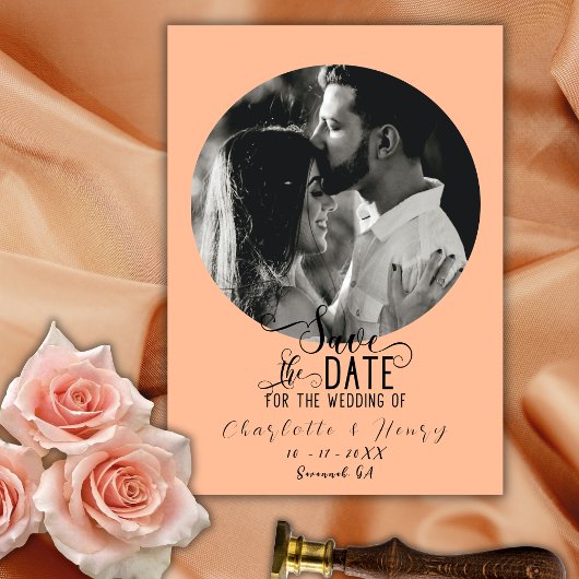 Elegant Calligraphy Photo Wedding Save the Date