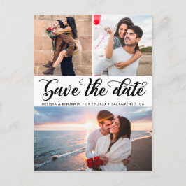 Elegant Calligraphy Photo Wedding Save the Date Aankondigingskaart