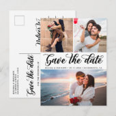 Elegant Calligraphy Photo Wedding Save the Date Aankondigingskaart (Voorkant / Achterkant)