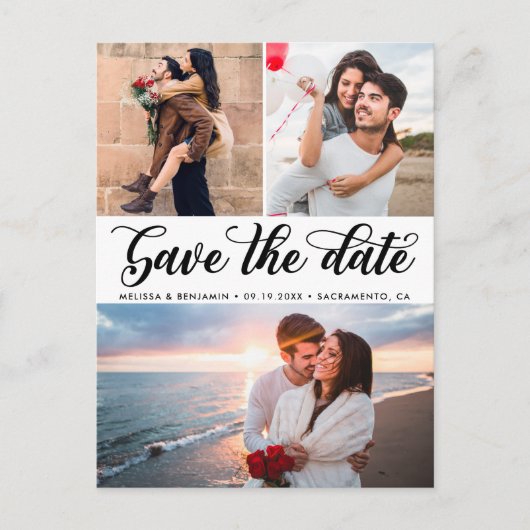 Elegant Calligraphy Photo Wedding Save the Date Aankondigingskaart (Voorkant)