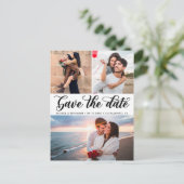 Elegant Calligraphy Photo Wedding Save the Date Aankondigingskaart (Staand voorkant)