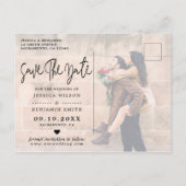 Elegant Calligraphy Photo Wedding Save the Date Aankondigingskaart (Achterkant)