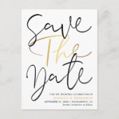 Elegant Calligraphy Photo Wedding Save the Date Aankondigingskaart (Voorkant)