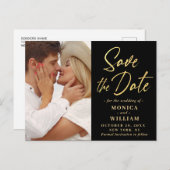 Elegant Calligraphy Photo Wedding Save the Date Briefkaart (Voorkant / Achterkant)