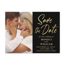 Elegant Calligraphy Photo Wedding Save the Date