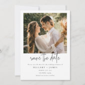 Elegant Calligraphy Photo Wedding Save the Date Kaart (Voorkant)