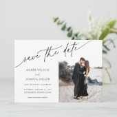 Elegant Calligraphy Photo Wedding Save the Date Kaart (Staand voorkant)