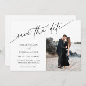 Elegant Calligraphy Photo Wedding Save the Date Kaart (Voorkant / Achterkant)