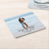 Elegant Calligraphy Photo Wedding Save the Date Kartonnen Onderzetters (Schuin)