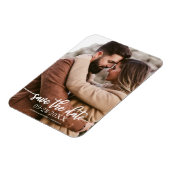 Elegant Calligraphy Photo Wedding Save the Date Magneet (Linkerzijde)