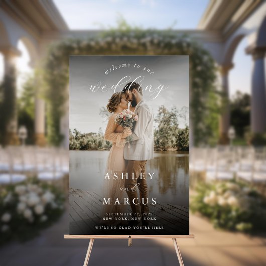 Elegant Calligraphy Photo Wedding Welcome Acryl Bord