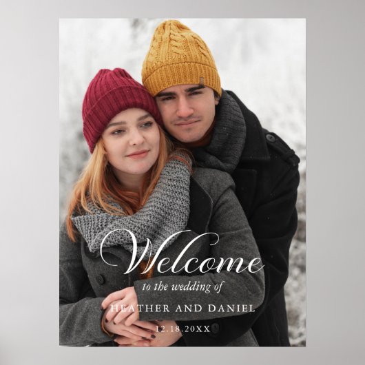 Elegant Calligraphy Photo Wedding Welcome Poster (Voorkant)