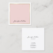 Elegant Calligraphy Pink Gold Plain Luxury Trendy Vierkante Visitekaartje (Voorkant / Achterkant)