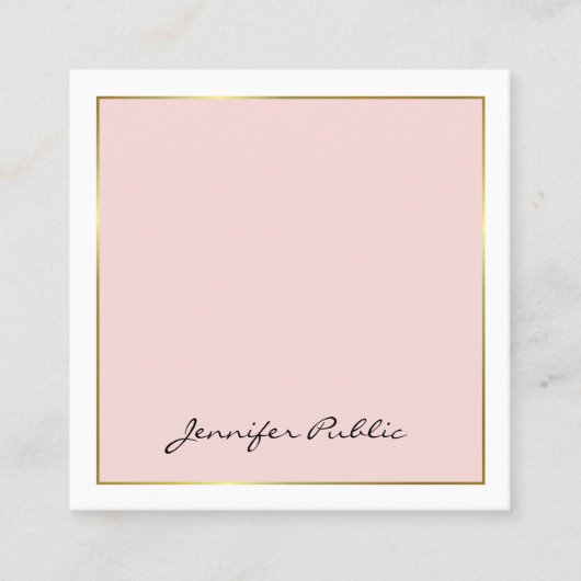 Elegant Calligraphy Pink Gold Plain Luxury Trendy Vierkante Visitekaartje (Voorkant)