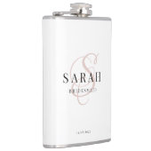 Elegant Calligraphy Pink Monogram Bridesmaid Gift Heupfles (Rechts)