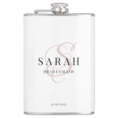 Elegant Calligraphy Pink Monogram Bridesmaid Gift Heupfles (Voorkant)