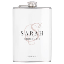 Elegant Calligraphy Pink Monogram Bridesmaid Gift