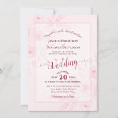 Elegant Calligraphy Pink Peonies QR Code Wedding Kaart (Voorkant)