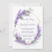 Elegant Calligraphy Purple Lavender Floral Wedding Kaart (Voorkant)