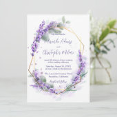 Elegant Calligraphy Purple Lavender Floral Wedding Kaart (Staand voorkant)
