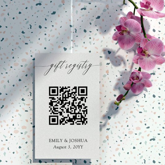 Elegant Calligraphy QR Code Cadeau Registry Informatiekaartje