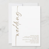 Elegant Calligraphy QR Code Champagne Gold Wedding Kaart (Voorkant)