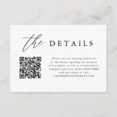 Elegant Calligraphy QR Code Weddenschap Details Informatiekaartje (Voorkant)