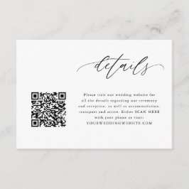 Elegant Calligraphy QR Code Wedding Details Kaarte Informatiekaartje