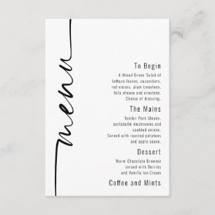 Elegant Calligraphy QR Code Wedding Menu Kaart