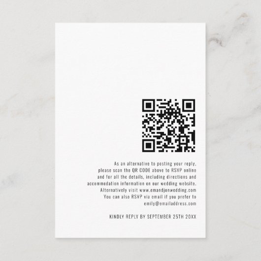 Elegant Calligraphy QR Code Wedding RSVP Kaart (Achterkant)