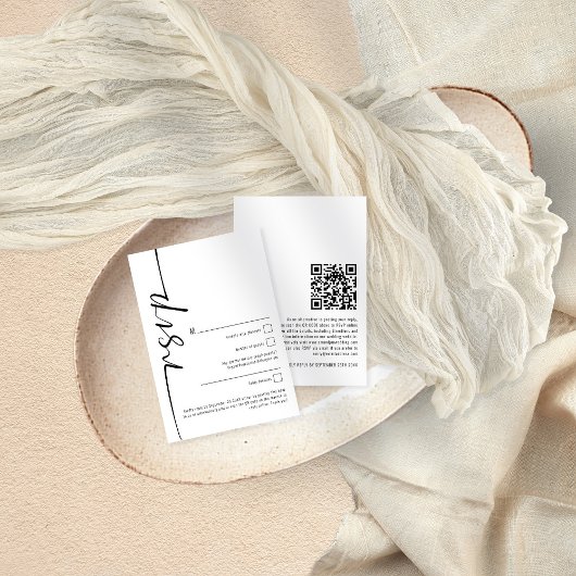 Elegant Calligraphy QR Code Wedding RSVP Kaart