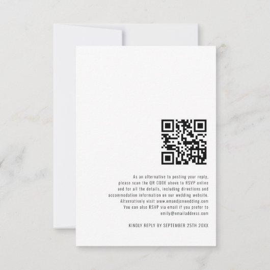 Elegant Calligraphy QR Code Wedding RSVP Notitiekaartje (Achterkant)