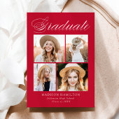 Elegant Calligraphy Red 4 Photo Afstuderen Aankondiging