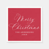 Elegant Calligraphy Red Merry Christmas Servet (Voorkant)