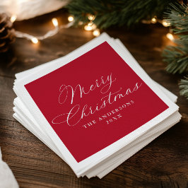 Elegant Calligraphy Red Merry Christmas Servet
