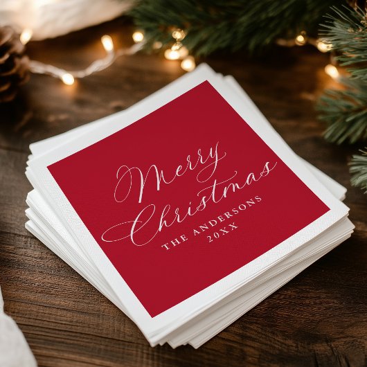 Elegant Calligraphy Red Merry Christmas Servet