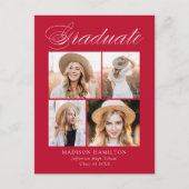 Elegant Calligraphy Red Photo Graduparty Uitnodiging Briefkaart (Voorkant)