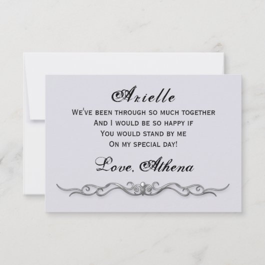 Elegant Calligraphy Regency Style Maid of Honor Kaart (Achterkant)