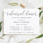 Elegant Calligraphy Rehearsal Dinner Kaart<br><div class="desc">Aangepast ontworpen repetitieve uitnodigingskaart voor een diner met elegante handkalligrafie met een modern zwart-wit ontwerp.</div>