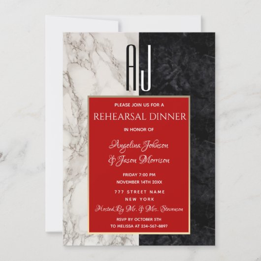 Elegant Calligraphy Rehearsal Dinner Kaart (Voorkant)