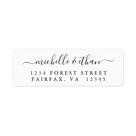 Elegant Calligraphy Return Address Etiket (Voorkant)